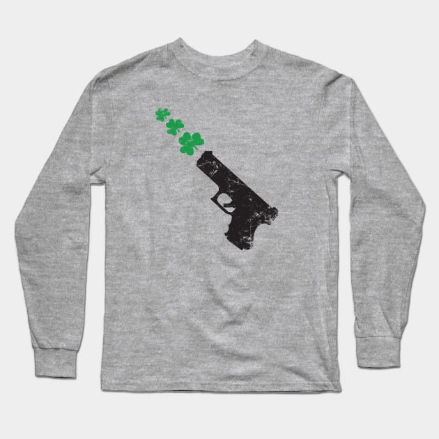 Gun shooting Shamrocks Long Sleeve T-Shirt by MikesTeez